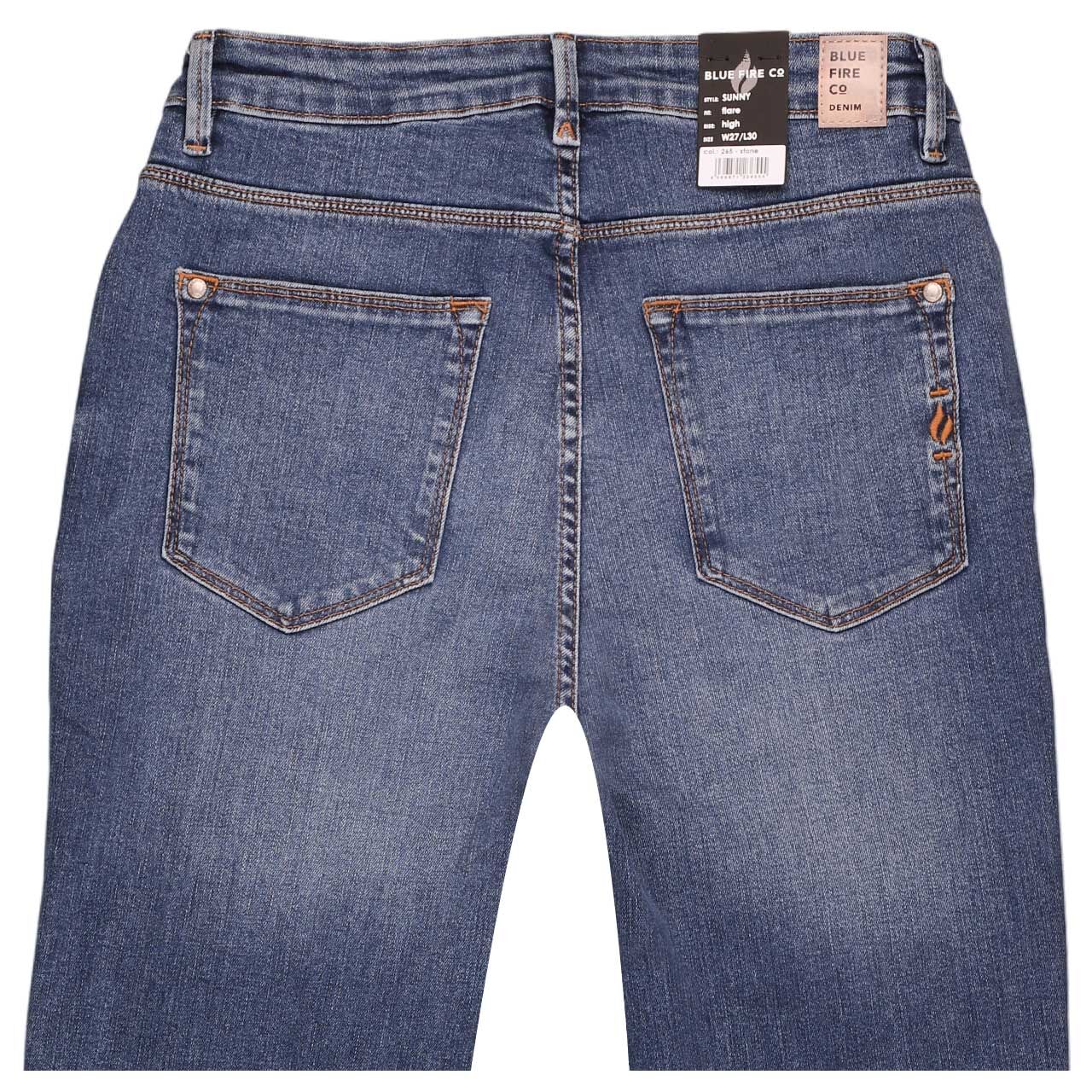 Stretch Damenjeans Sunny von Blue Fire in Blau angewaschen mit der Farbnummer 265, detaillierte Rückansicht