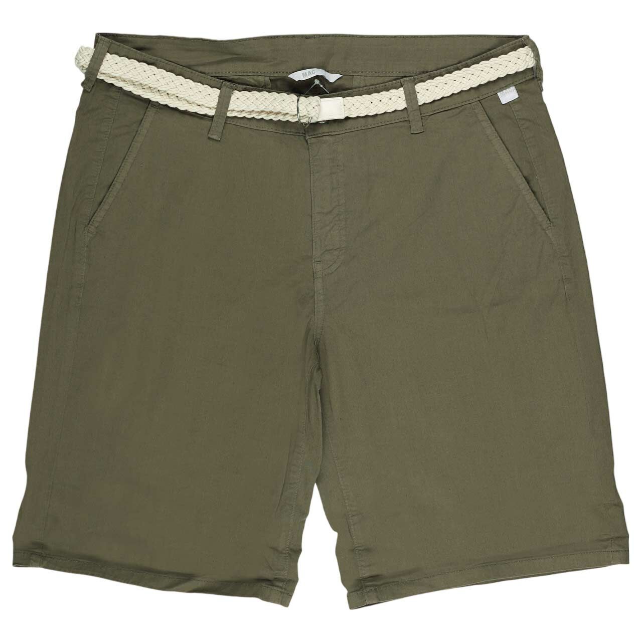 Stretch Damen Baumwollhose Chino Shorts von MAC in Olivgrün , Vorderansicht