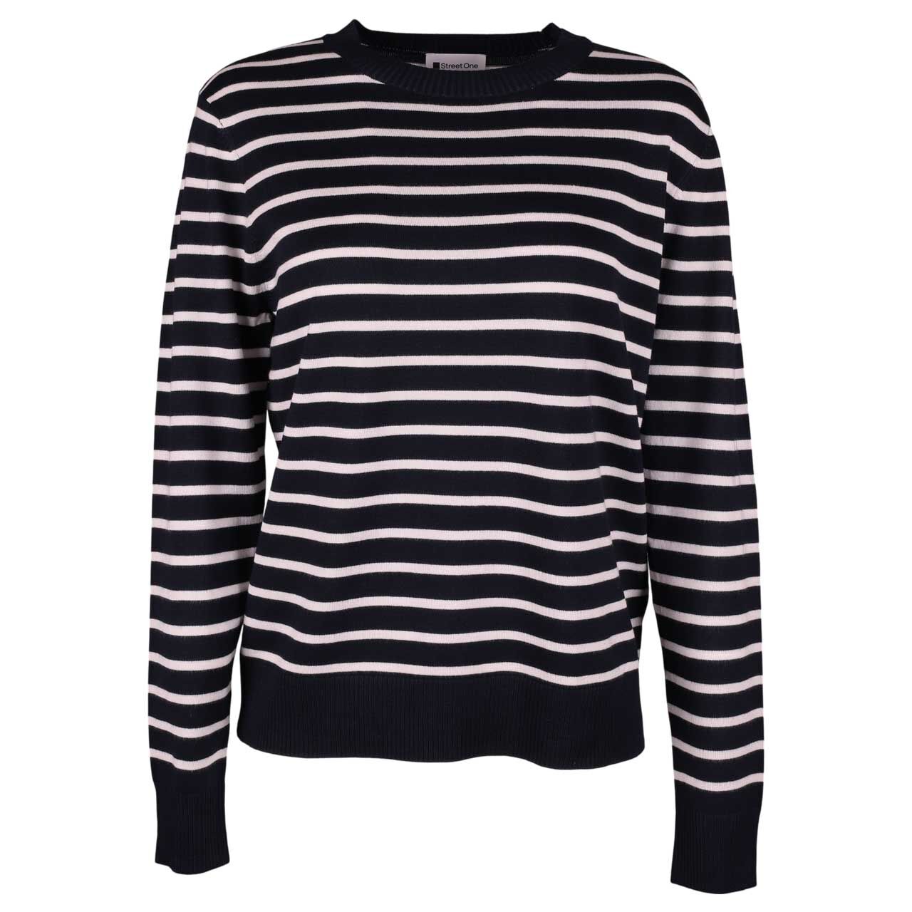 Street One Damen Pullover Basic Sweater Stripes deep blue