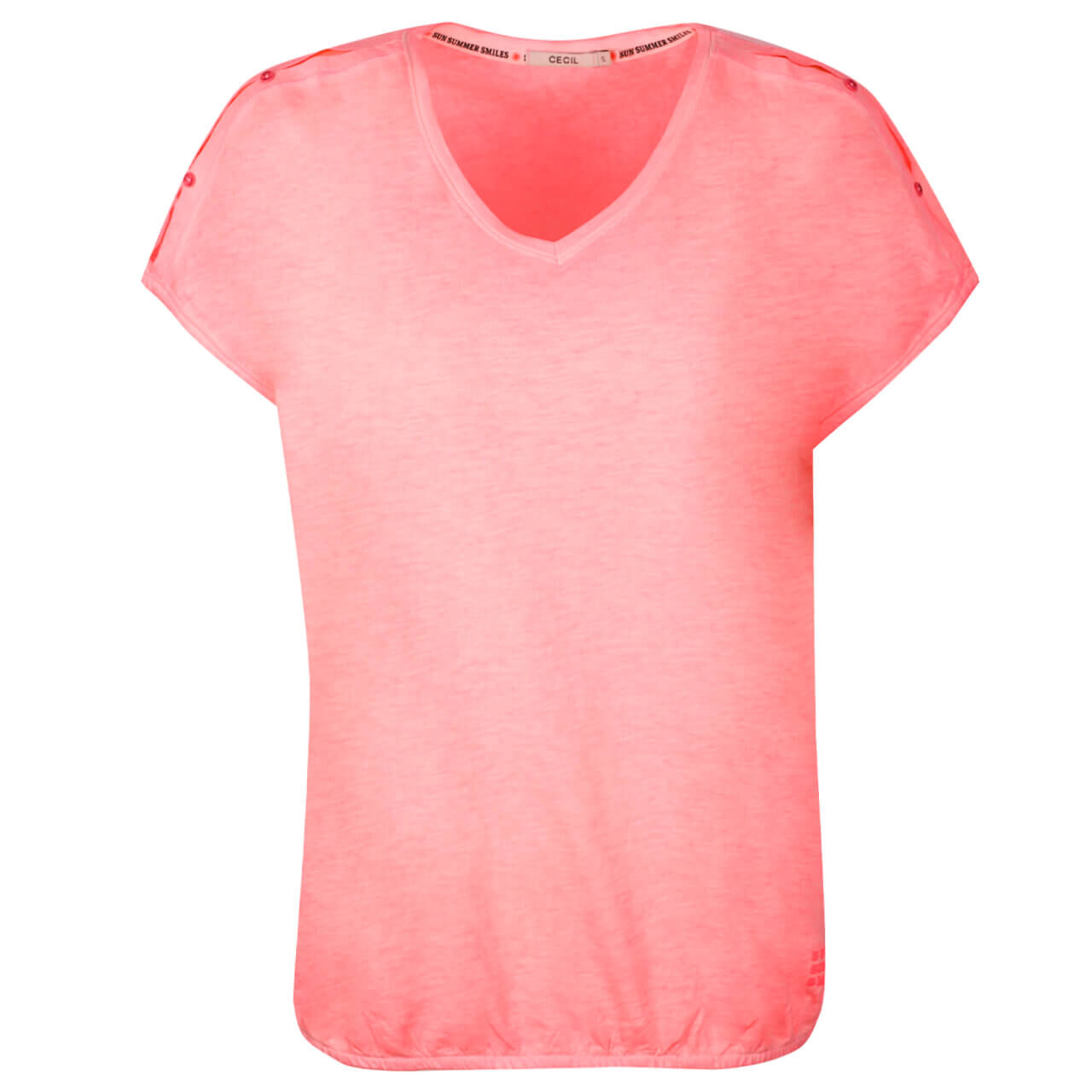 Cecil Cold Shoulder T-Shirt soft neon pink