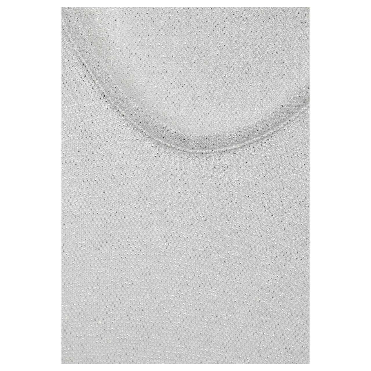 Street One Damen T-Shirt V-neck Shiny pearl white