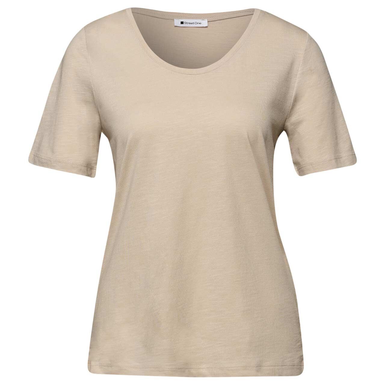 Street One Damen T-Shirt Gerda cotton beige