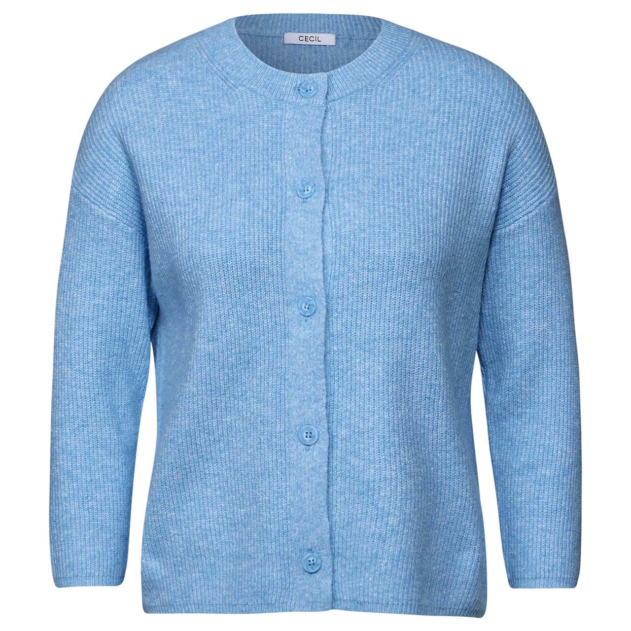 Cecil Damen 3/4 Arm Strickjacke Short Cosy Cardigan light blue melange