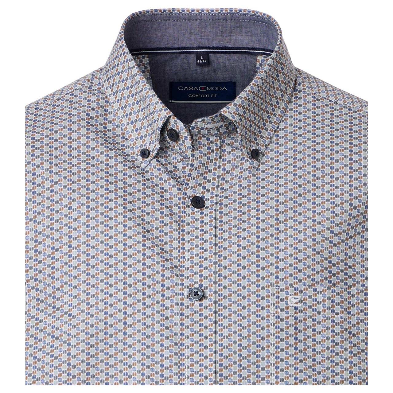 Herren Langarm Hemd von Casa Moda in Grün mit Print, Detailansicht vorne