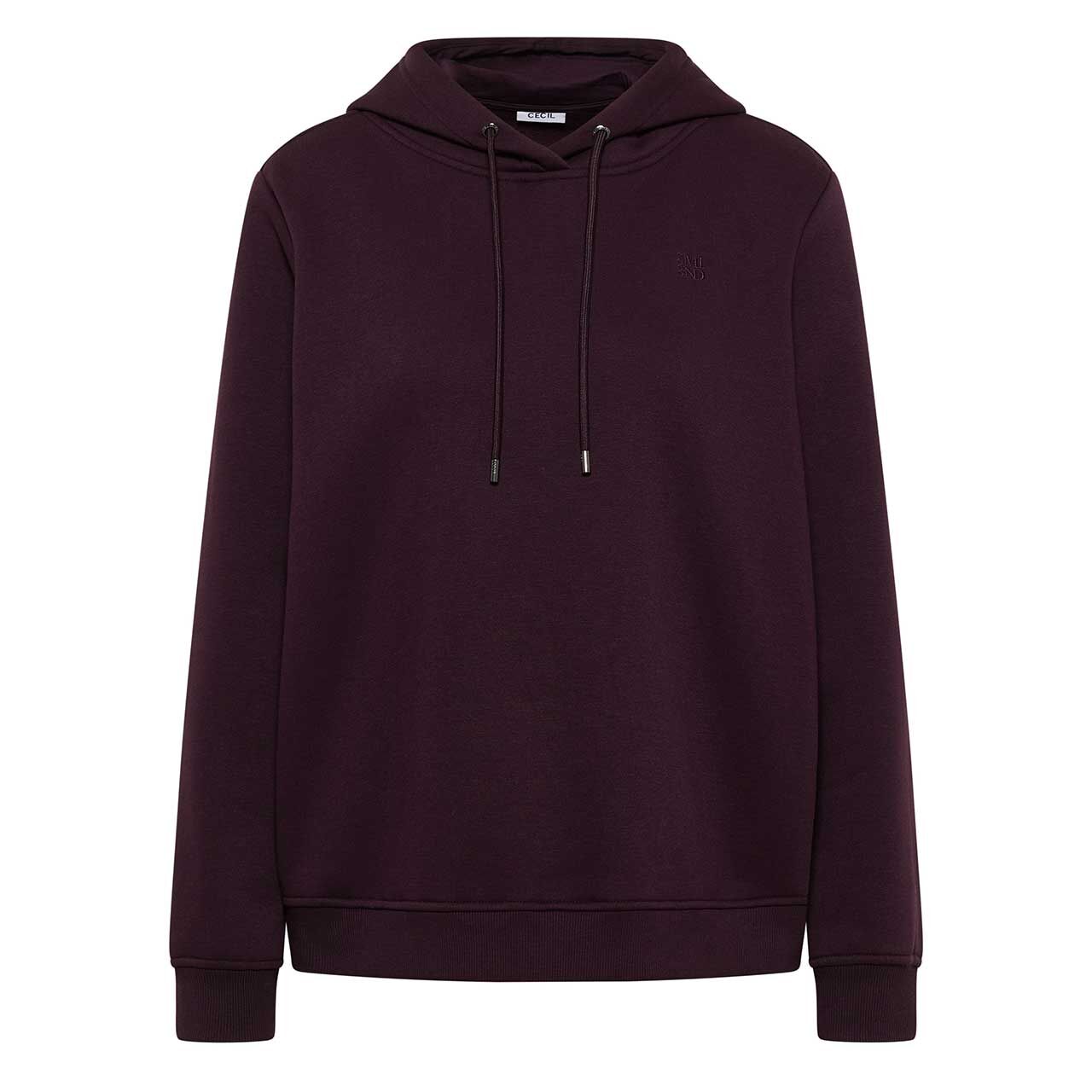 Cecil Damen Hoodie Sweatshirt eggplant red embroidered