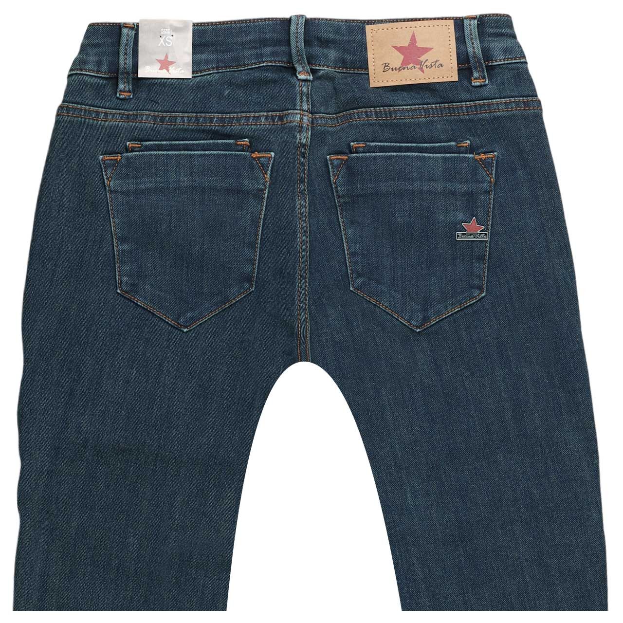 Damenjeans Italy K Bootcut Stretch Denim von Buena Vista in Blau angewaschen, detaillierte Rückansicht