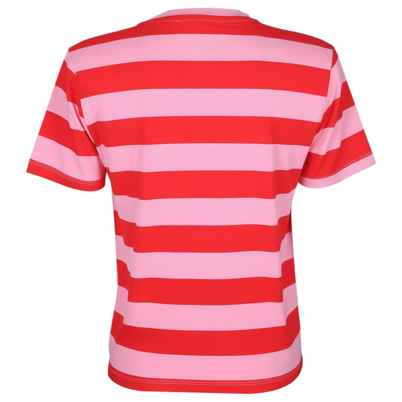 Damen T-Shirt von 24 Colours in Pink gestreift, Rückansicht