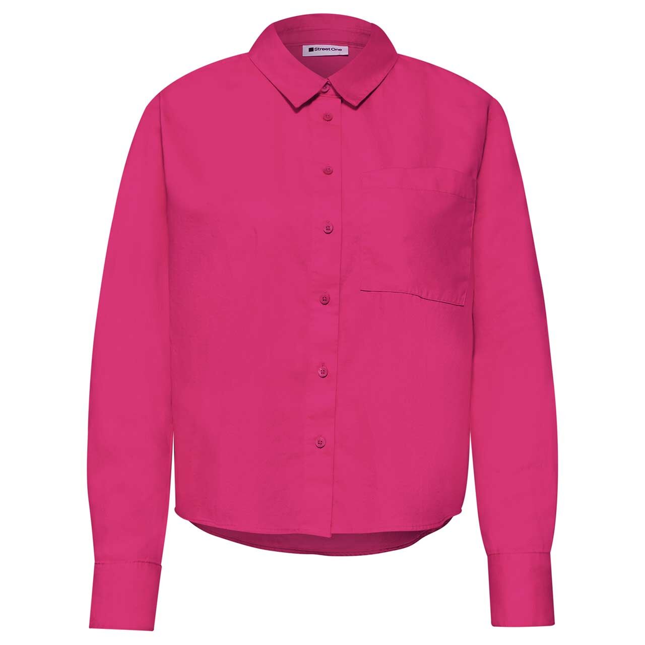 Street One Damen Langarm Bluse Cotton Shirtcollar magenta dream