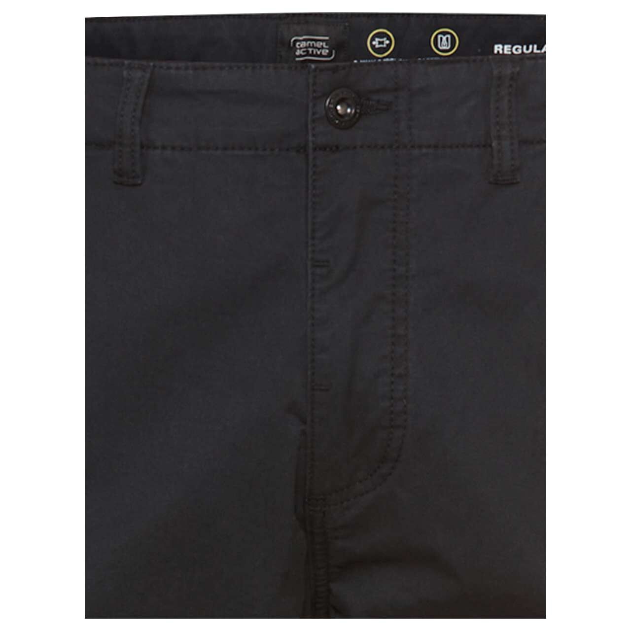 Herren Cargo Baumwollhose Houston von Camel active in Schwarz-Grau, detaillierte Vorderansicht