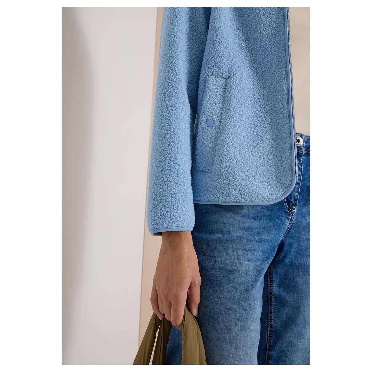 Cecil Damen Teddyjacke Solid Jacket easy blue