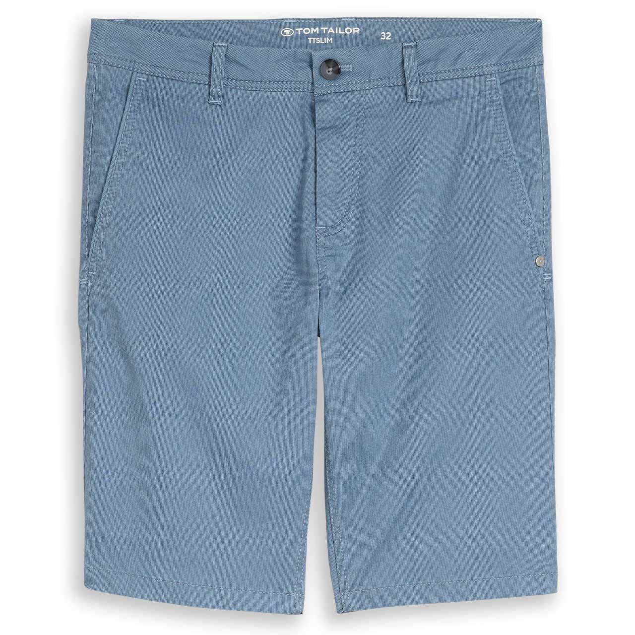 Herren Chino Baumwoll Bermuda von Tom Tailor in Hellblau mit Print, Vorderansicht