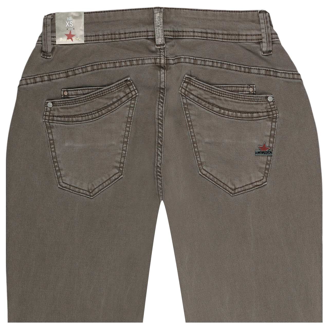 Damen Baumwollhose Malibu Stretch Twill von Buena Vista in Braun-Grau, detaillierte Rückansicht