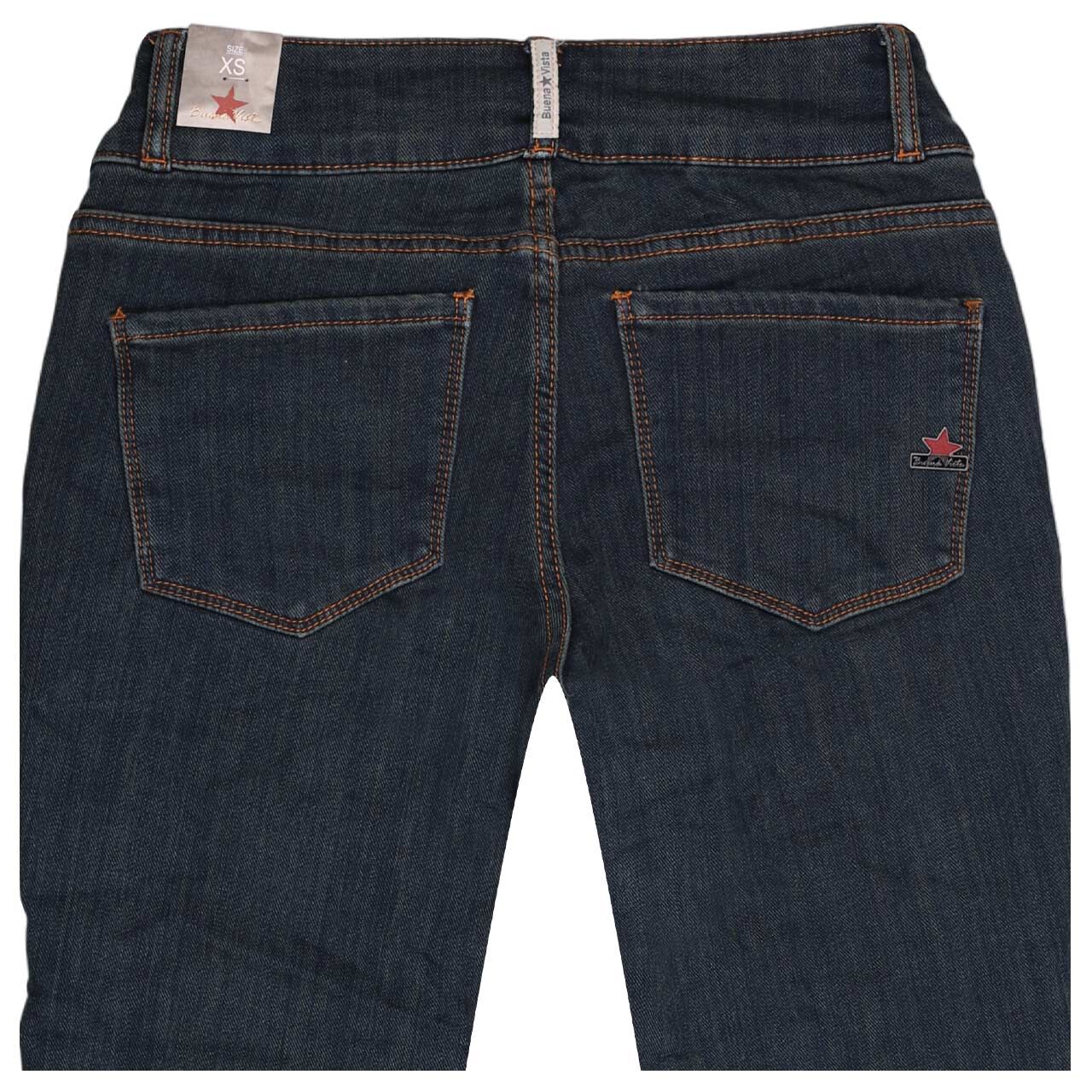 Damen Ankle Jeans Tummyless Cropped Soft Warming von Buena Vista in Blau angewaschen, detaillierte Rückansicht