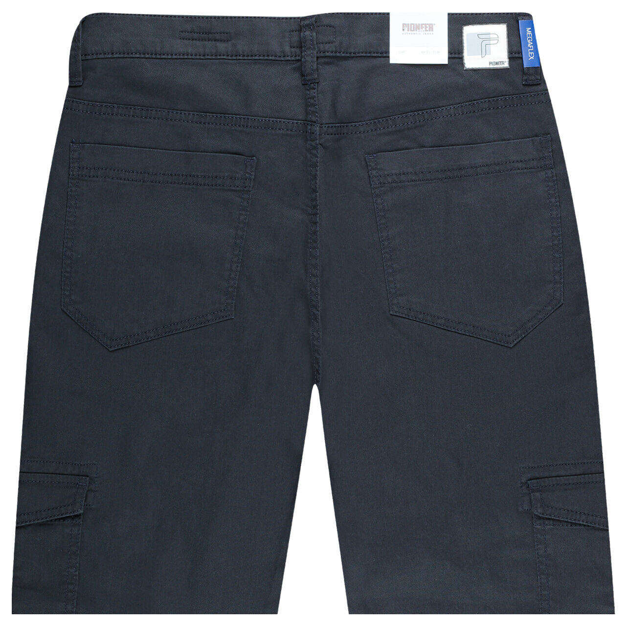 Stretch Herren 3/4 Cargo Baumwollhose Paul Megaflex in Dunkelblau von Pioneer, Rückansicht