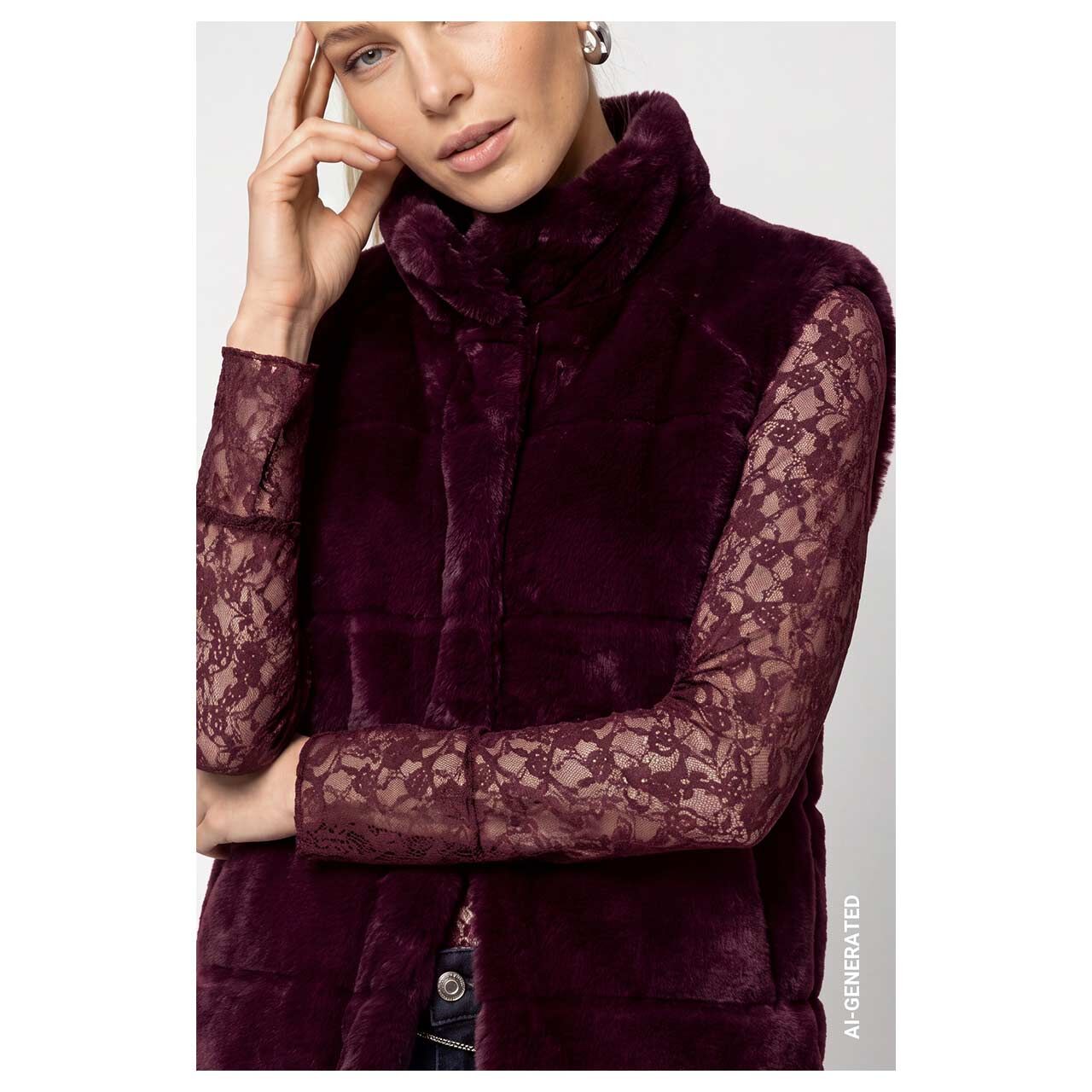 Monari Damen Weste deep red plush