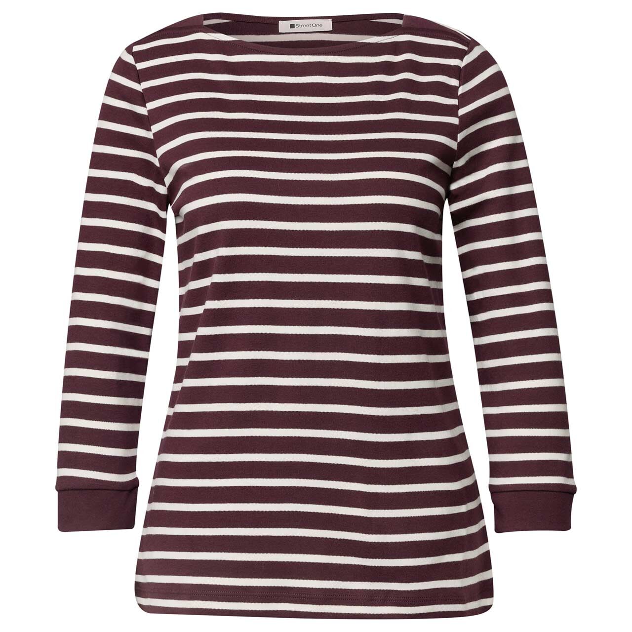 Street One Damen 3/4 Arm Shirt Basic U-Boat rustic rouge stripes