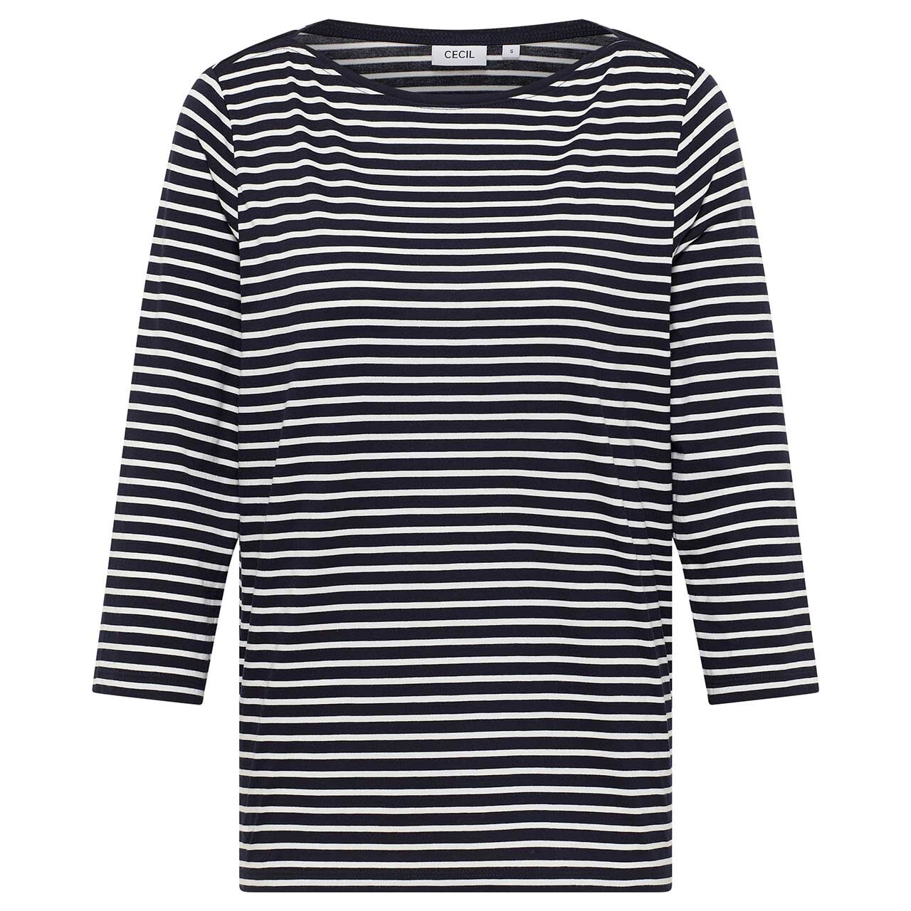 Cecil Damen 3/4 Arm Shirt Basic Stripe Boatneck urban dark blue stripe