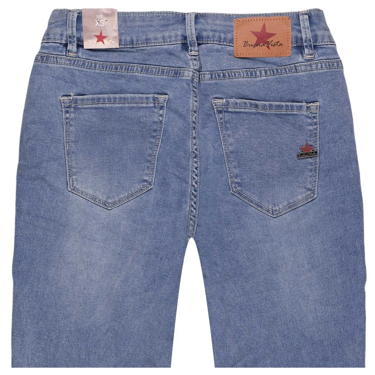 Stretch Damenjeans Italy Capri Cozy Denim von Buena Vista in Helllblau angewaschen, detaillierte Rückansicht