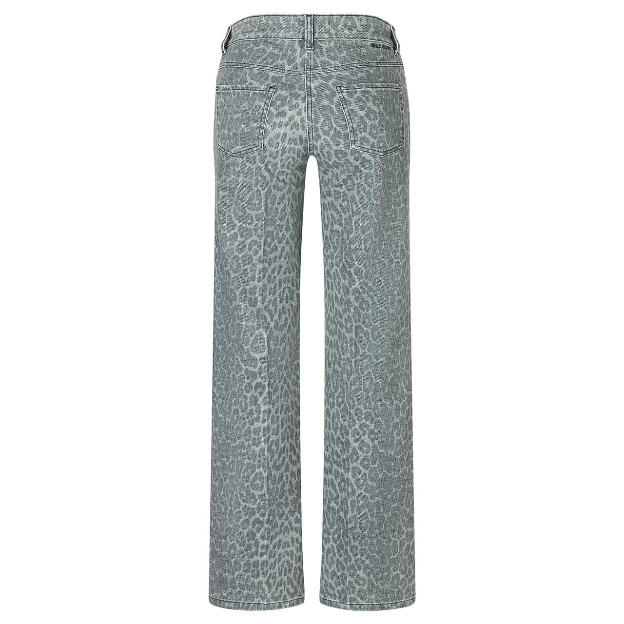 Stretch Damenjeans Wide von MAC in Grau mit Print, Rückansicht