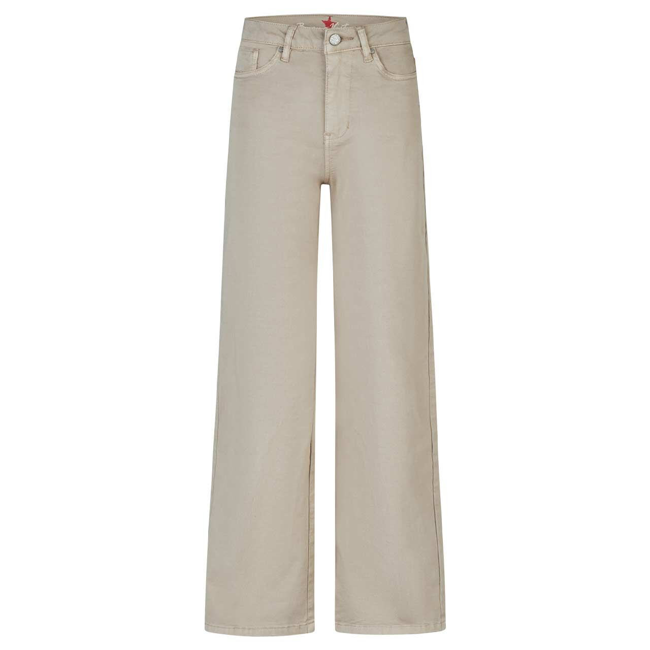 Damen Baumwollhose Wide Leg Stretch Summer Twill von Buena Vista in Beige, Vorderansicht