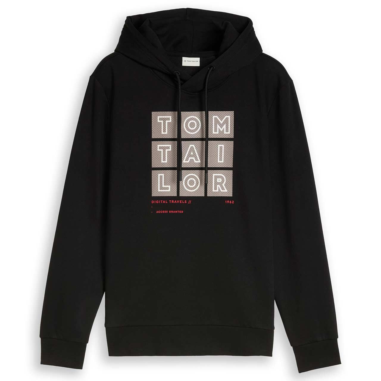 Tom Tailor Herren Hoodie Sweatshirt black grey print