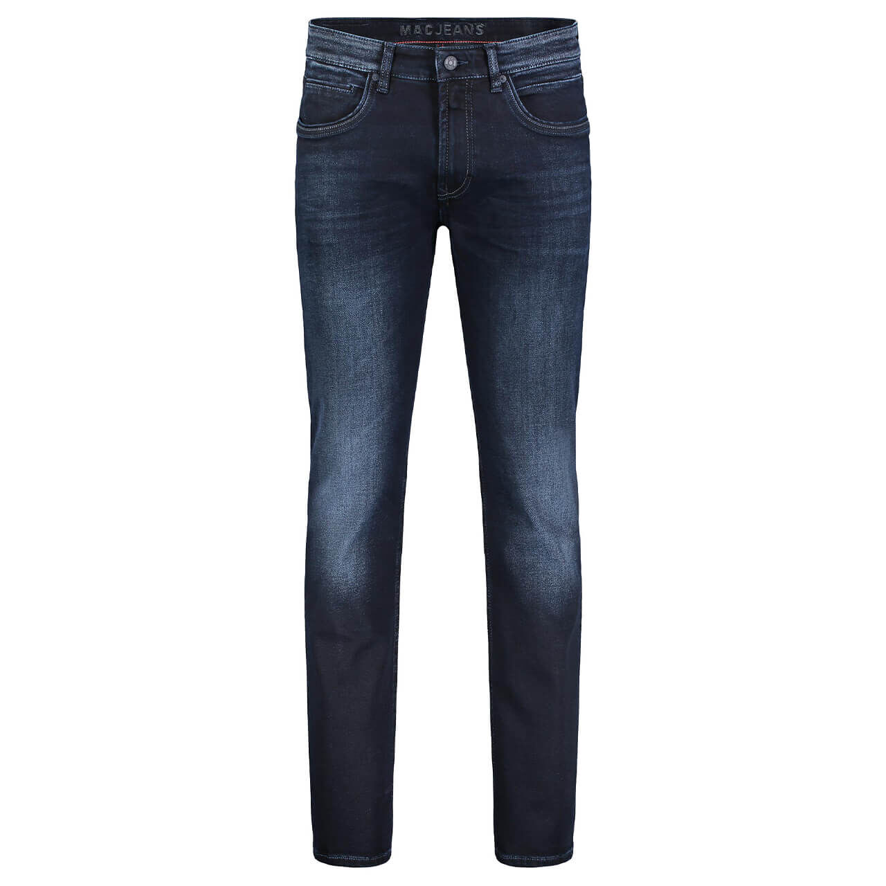 Stretch Herrenjeans Arne Pipe Flexx von MAC in Dunkelblau angewaschen, Vorderansicht