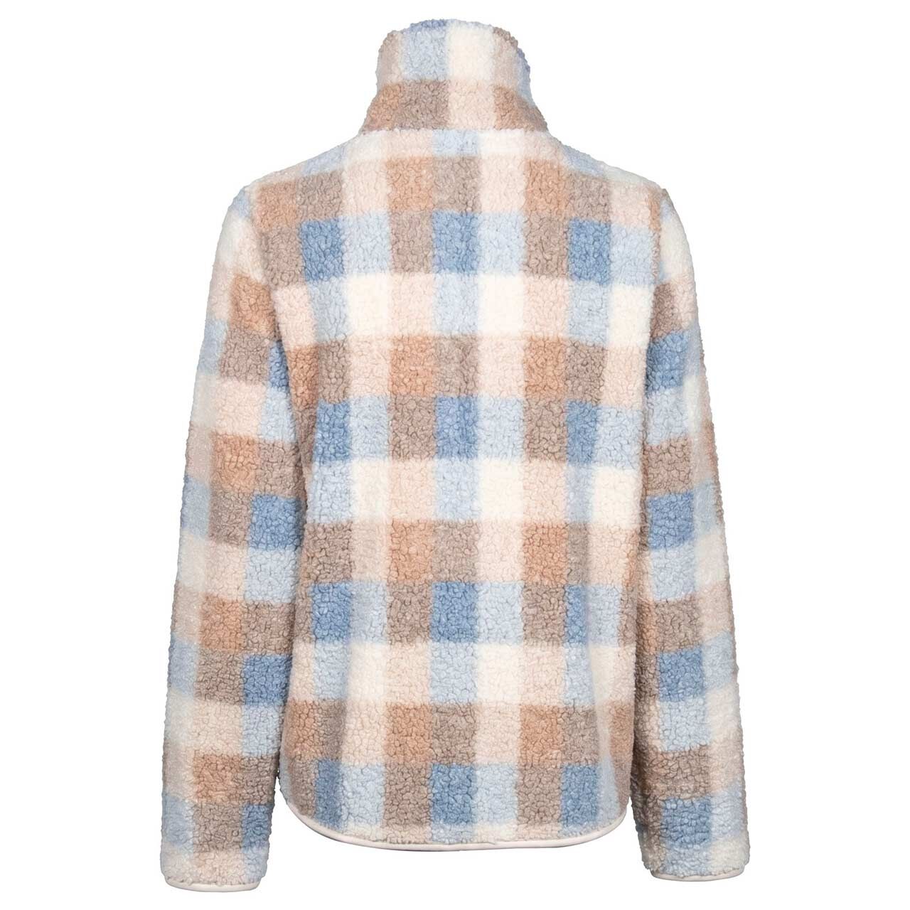 Damen Teddyjacke von Soquesto in Beige kariert, Rückansicht