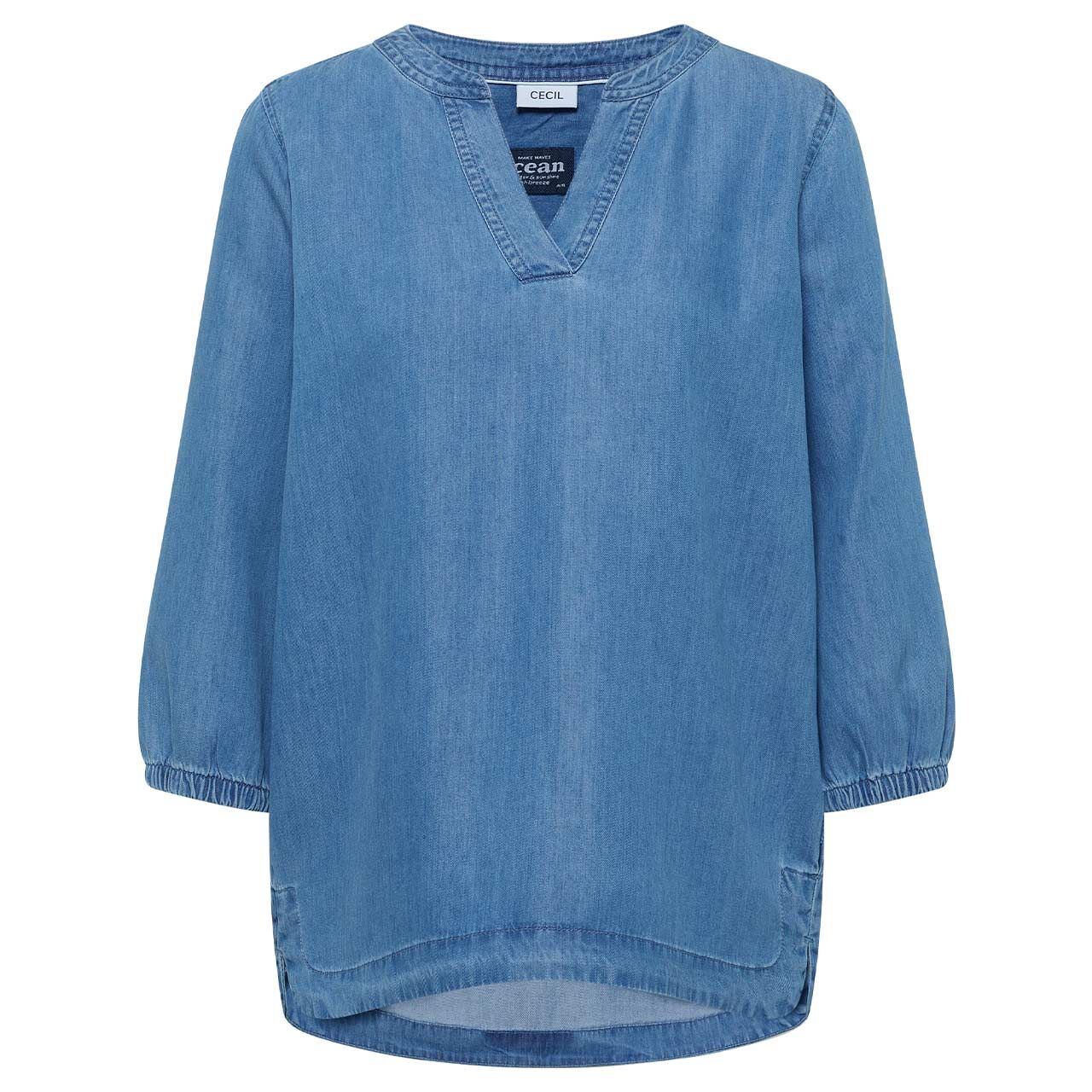 Cecil Damen 3/4 Arm Bluse Denim Look mid blue wash
