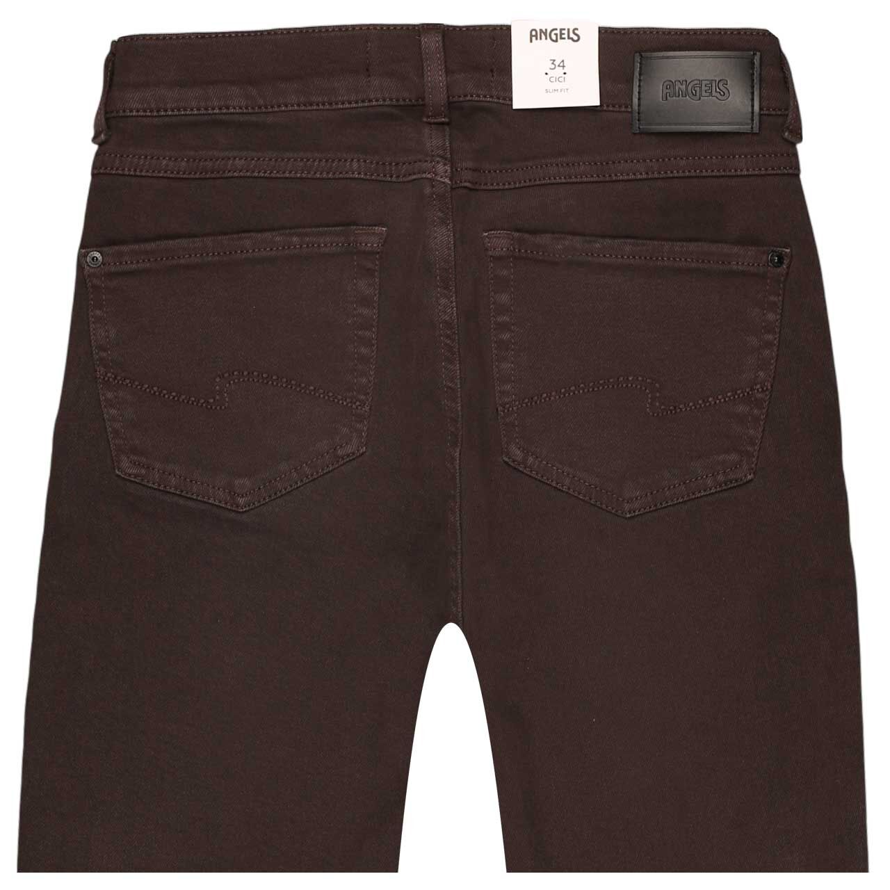 Stretch Damenjeans Cici von Angels in Dunkelbraun angewaschen, detaillierte Rückansicht
