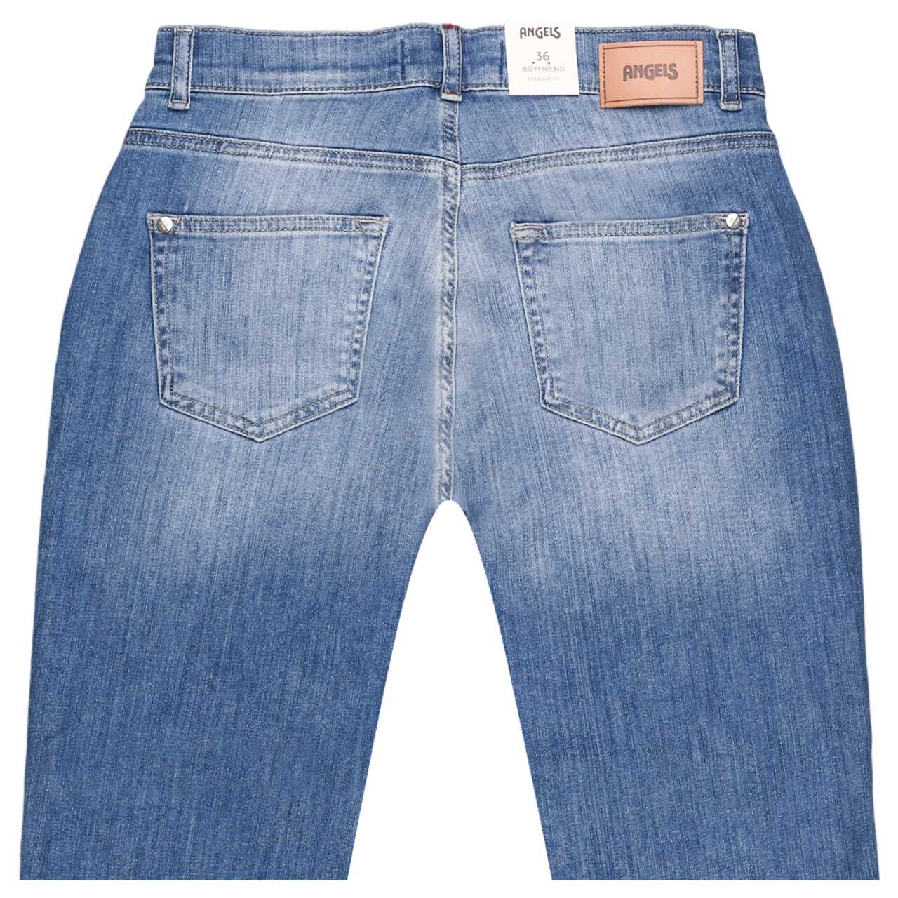 Stretch Damenjeans Boyfriend von Angels in Hellblau angewaschen, detaillierte Rückansicht