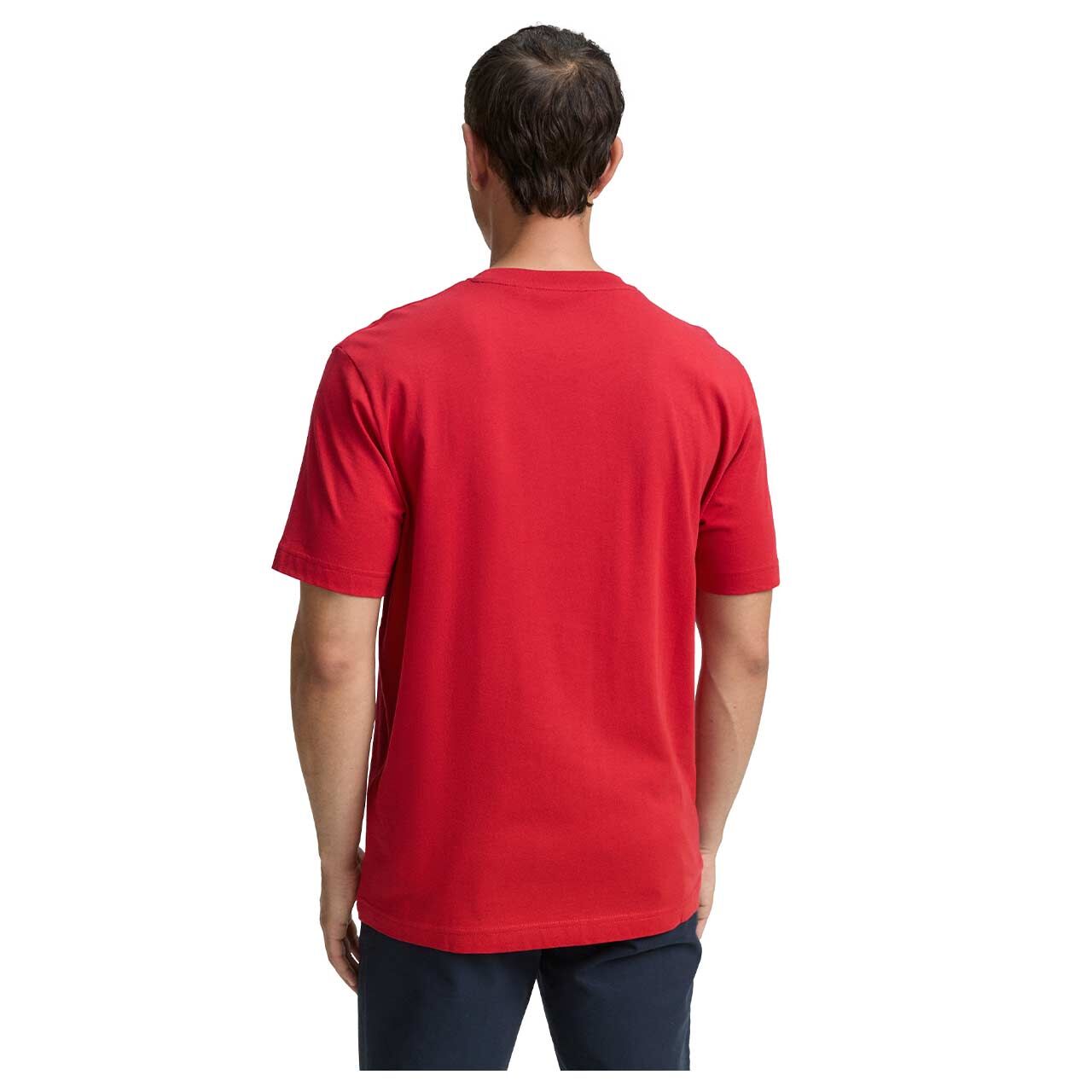 Herren T-Shirt von Tom Tailor in Rot mit Print, Rückansicht mit Model