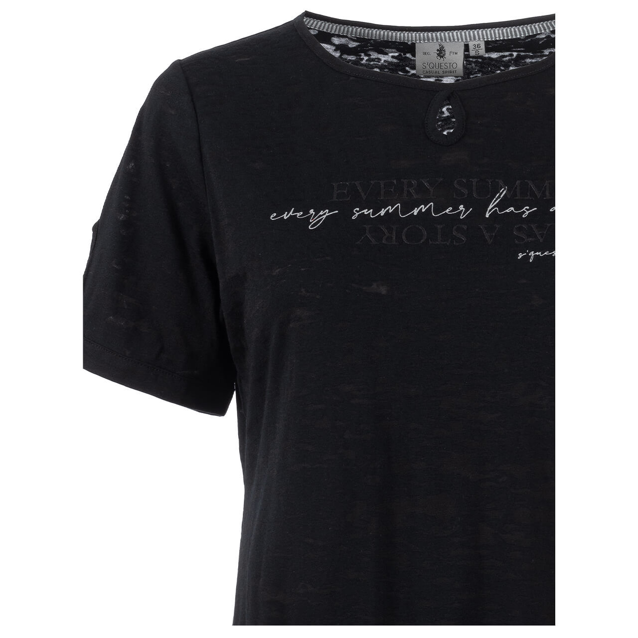Soquesto Damen T-Shirt transparent black print