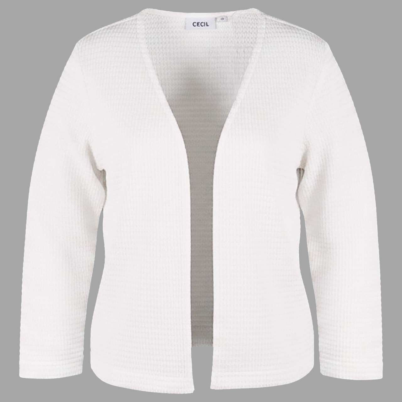 Cecil Damen 3/4 Arm Strickjacke Ajour Knit Open Jacket vanilla white cream