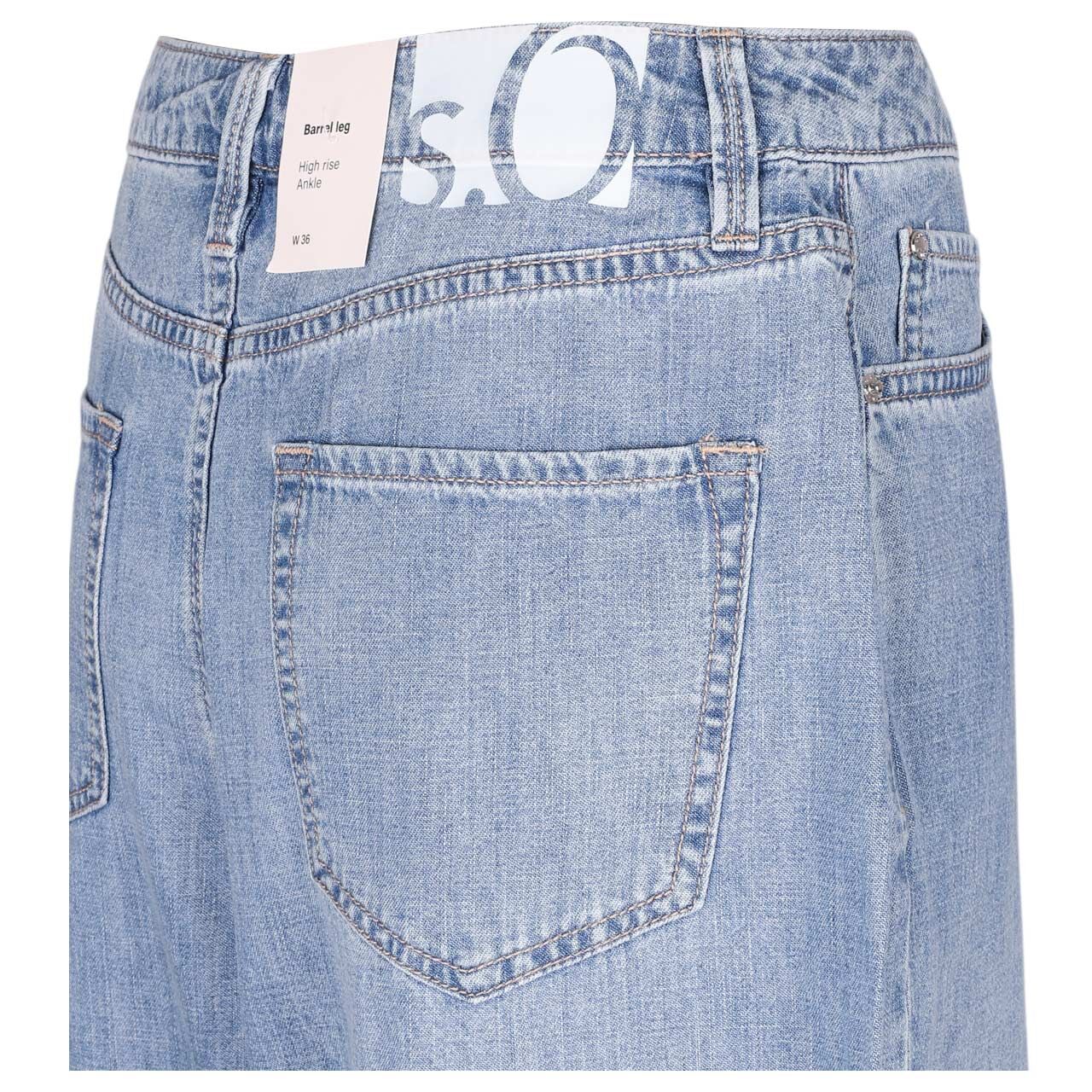Stretch Damen Ankle Jeans Barrel Leg von s.Oliver in Hellblau angewaschen, detaillierte Rückansicht