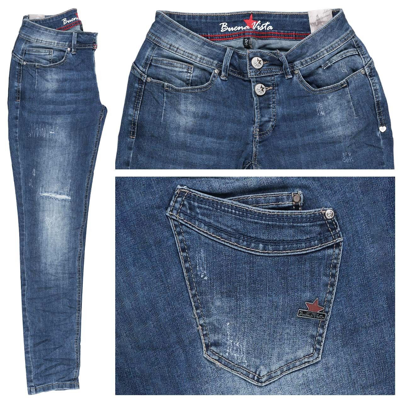 Buena Vista Malibu TS Cropped Stretch Denim Ankle Jeans mid destroy
