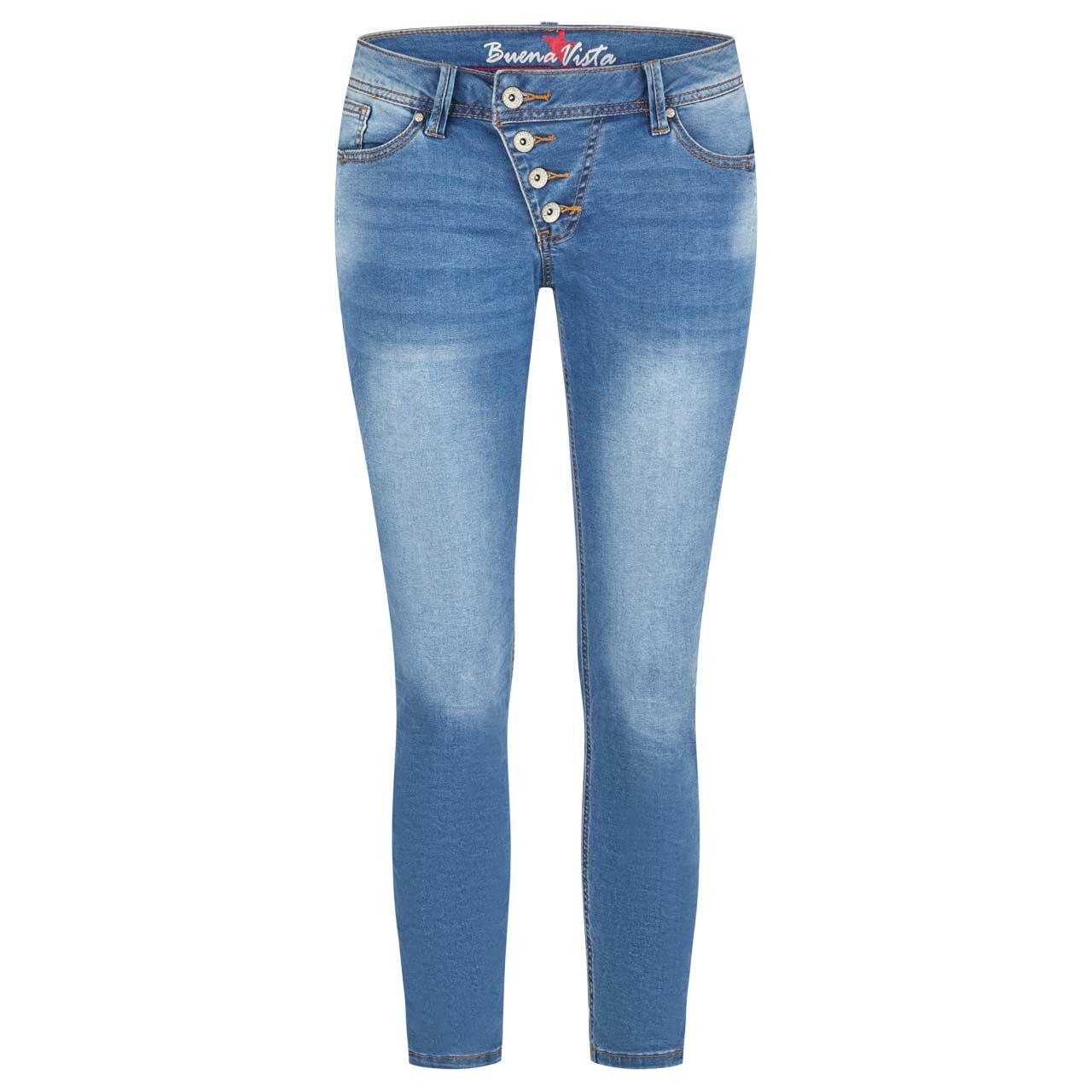 Stretch Damenjeans Malibu 7/8 Cozy Denim von Buena Vista in Blau verwaschen, Vorderansicht