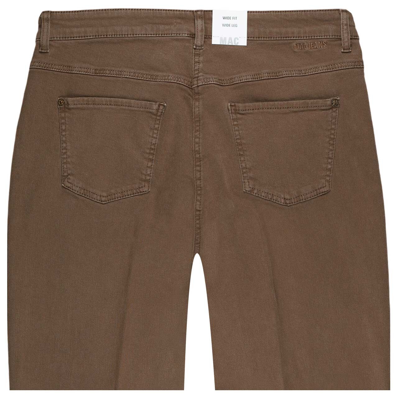 Stretch Damenjeans Wide von MAC in Braun, detaillierte Rückansicht