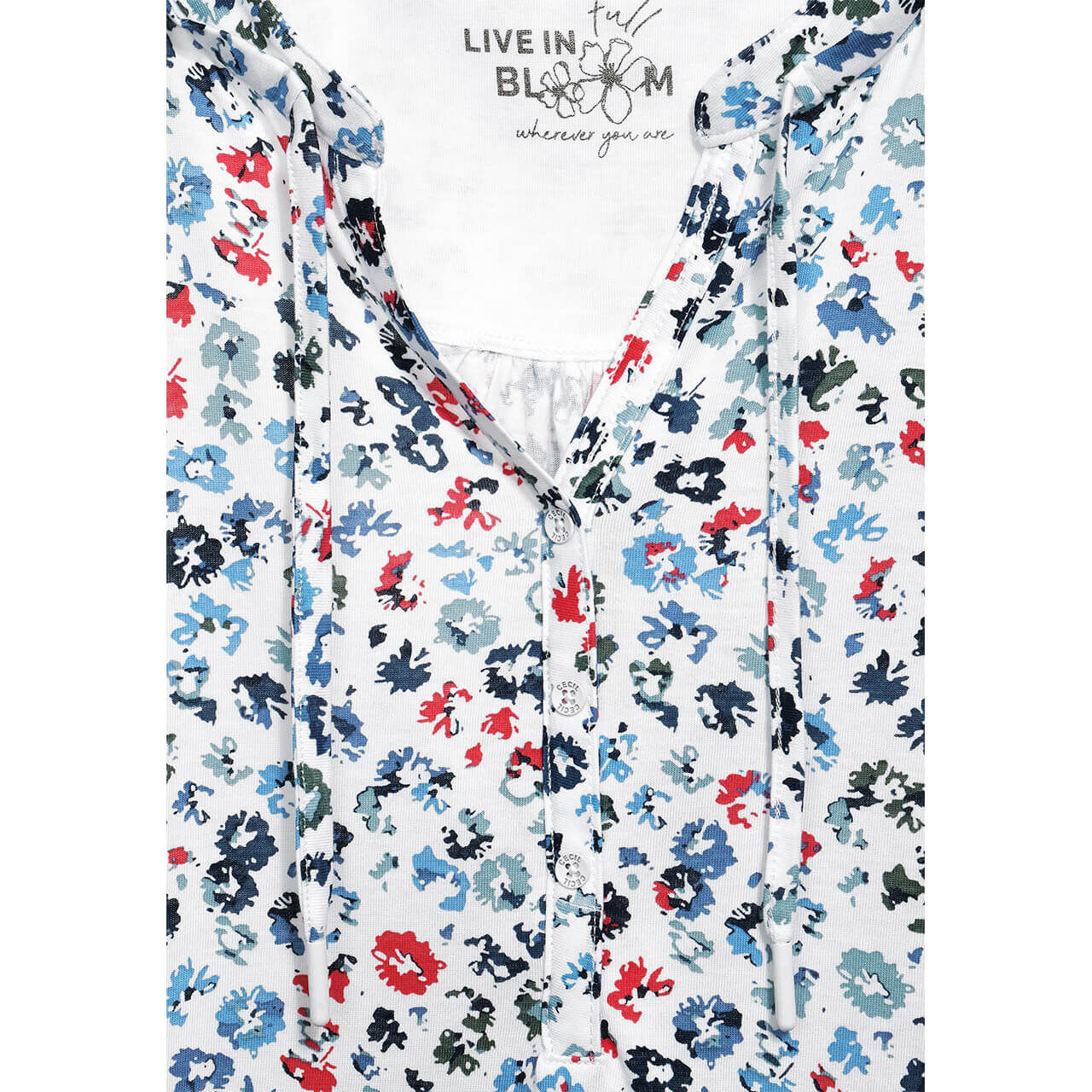 Cecil Flower Tunic Langarm Shirt für Damen in Weiß mit Print, FarbNr.: 30125