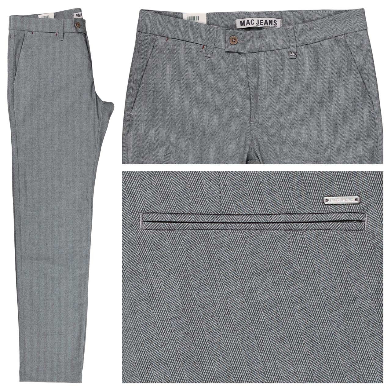 MAC Lennox Chinohose light storm grey herringbone