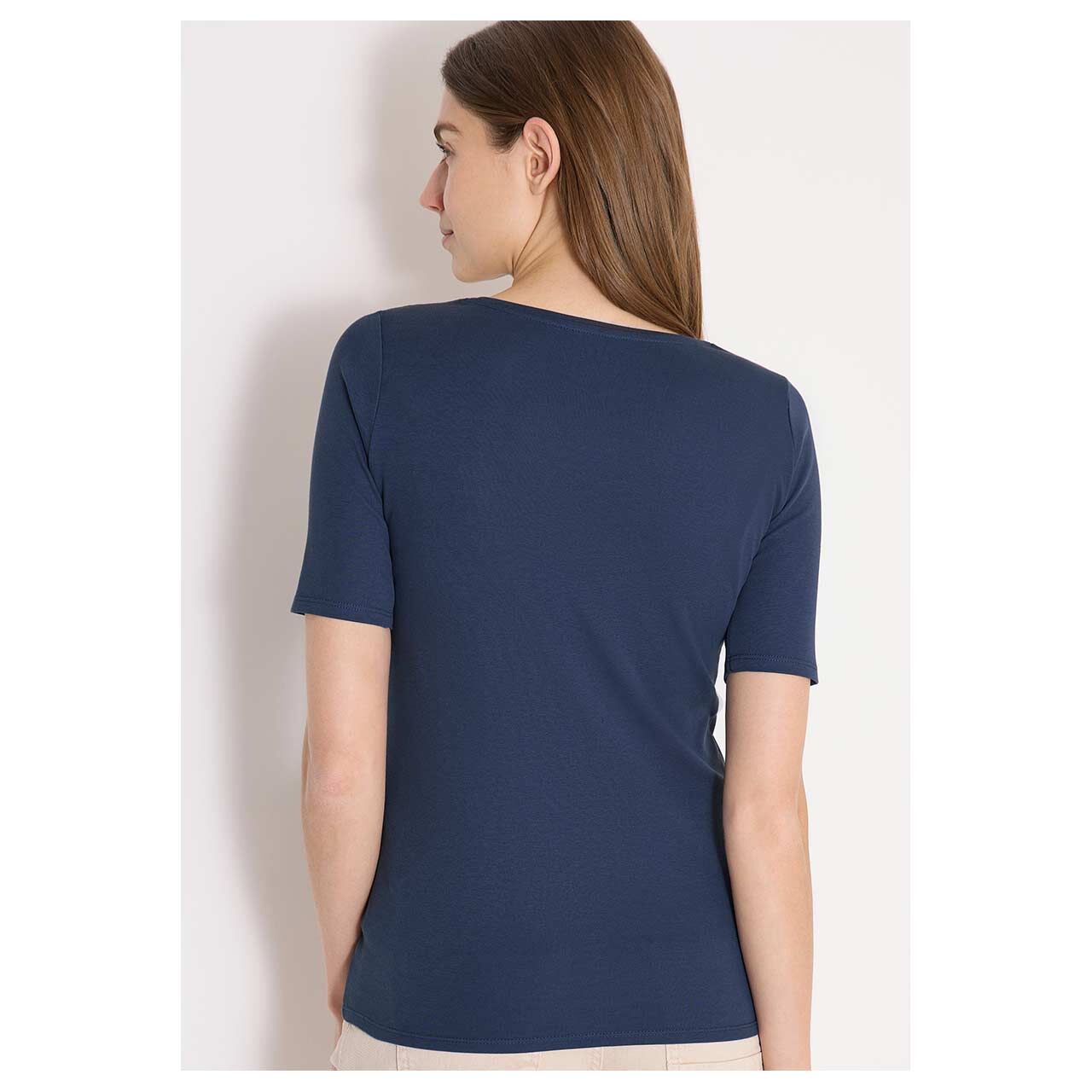 Damen T-Shirt Lena von Cecil in Blau, Rückansicht am Model