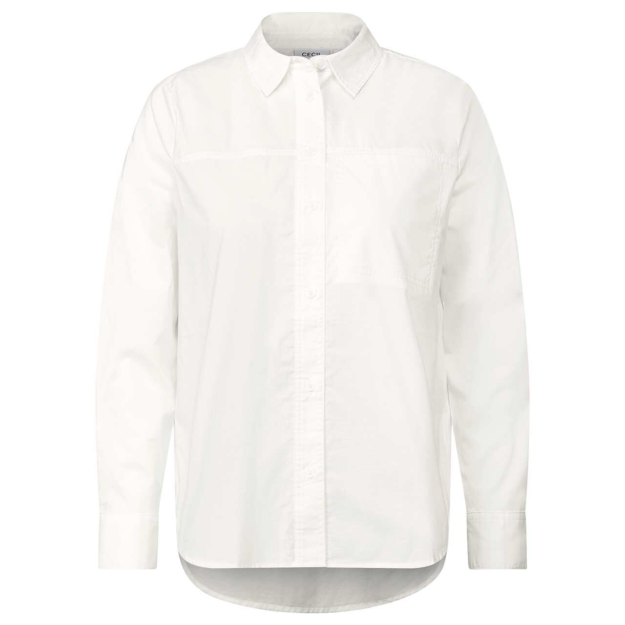 Cecil Damen Langarm Bluse Shirtcollar vanilla white