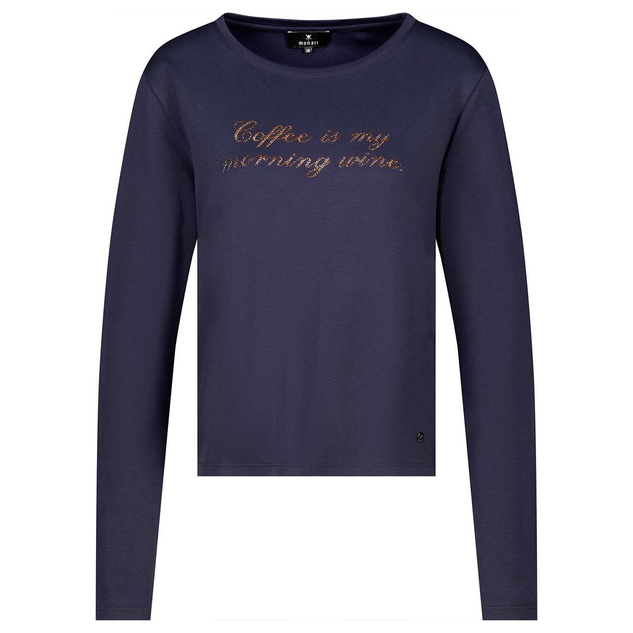 Monari Damen Langarm Shirt dark blue wording