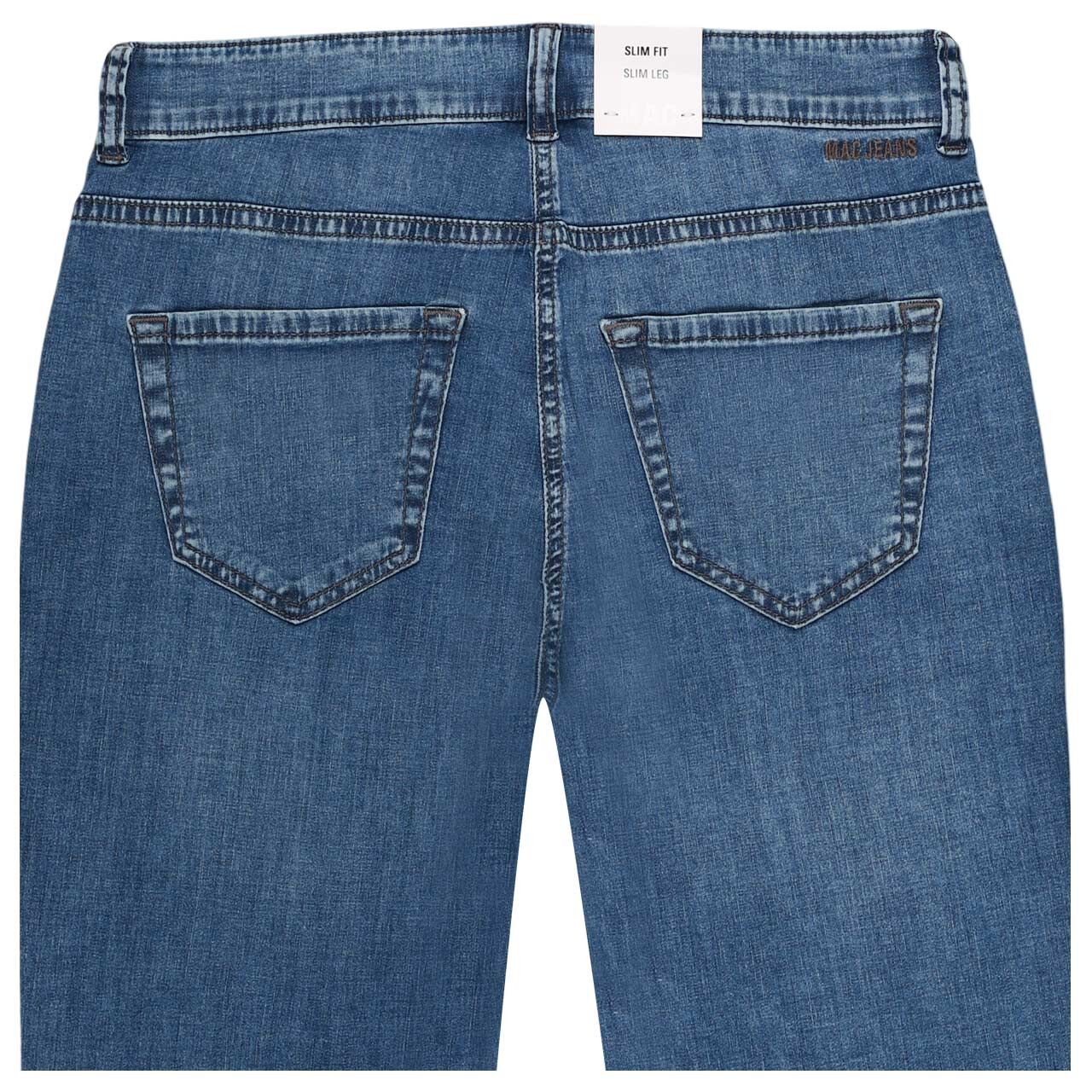 Damen 7/8 Jeans Slim von MAC in Blau angewaschen, detaillierte Rückseite