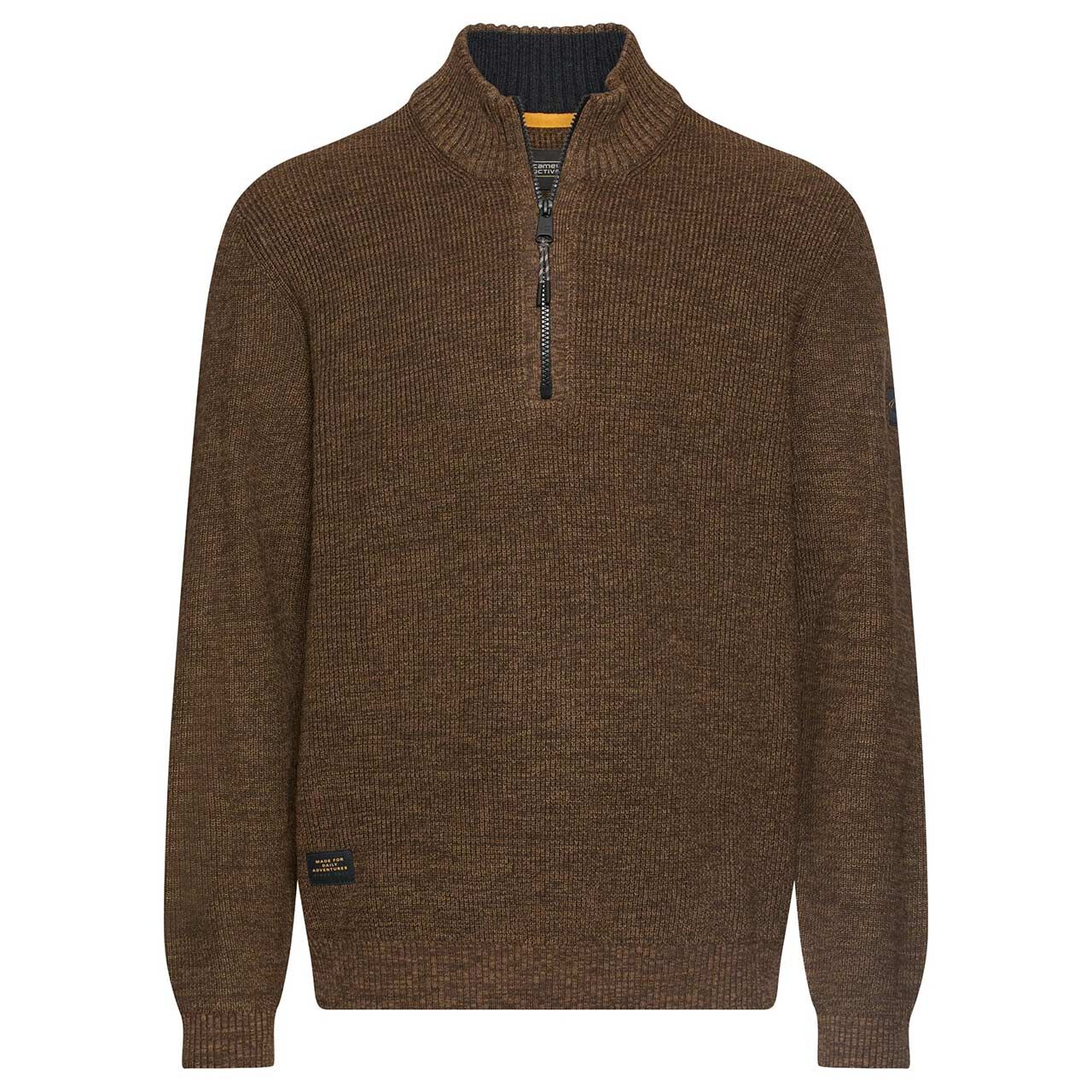 Camel active Herren Pullover Troyer dark brown melange