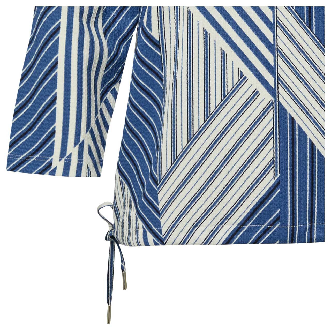 Damen 3/4 Arm Shirt von s.Oliver in Blau gestreift, Detailansicht Saum