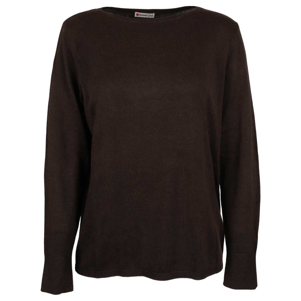 Street One Damen Pullover Rounded U-Boat Neck deep roast brown