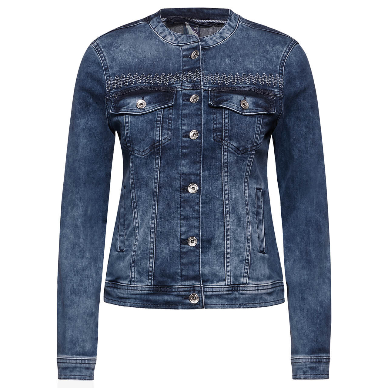 Cecil Damen Jeansjacke mid blue washed embroidery