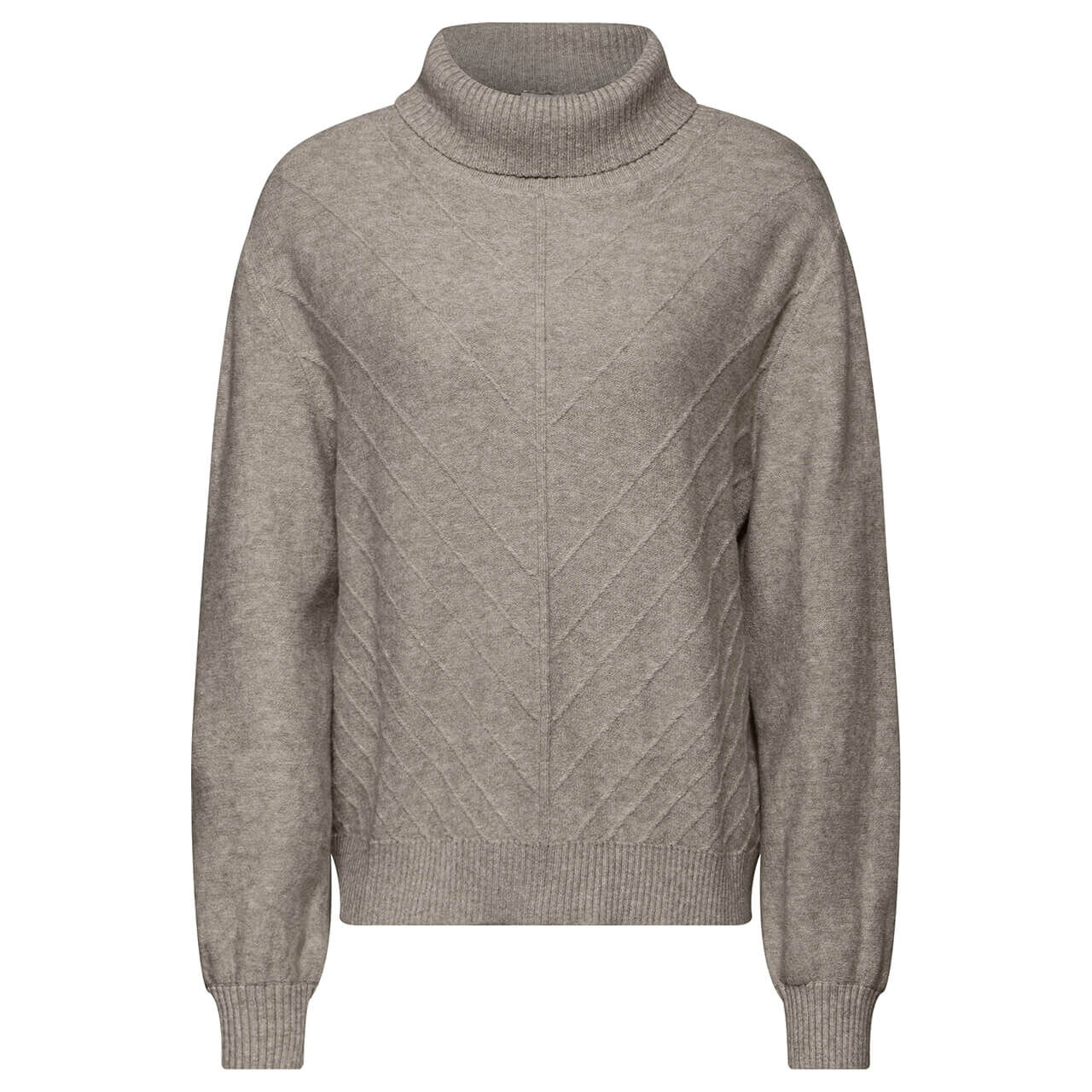 Street One Damen Rollkragen Pullover Roll Neck Sweater Structure breezy beige melange Street One Damen Rollkragen Pullover Roll Neck Sweater Structure breezy beige melange