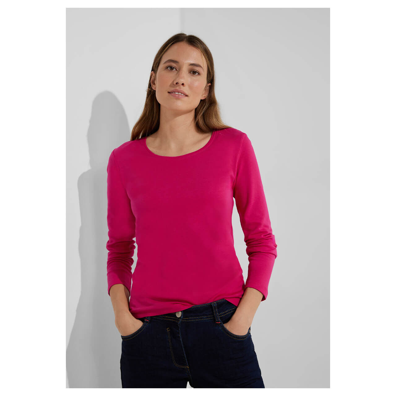 Cecil Langarm Shirt Pia in Pink kaufen | 15068