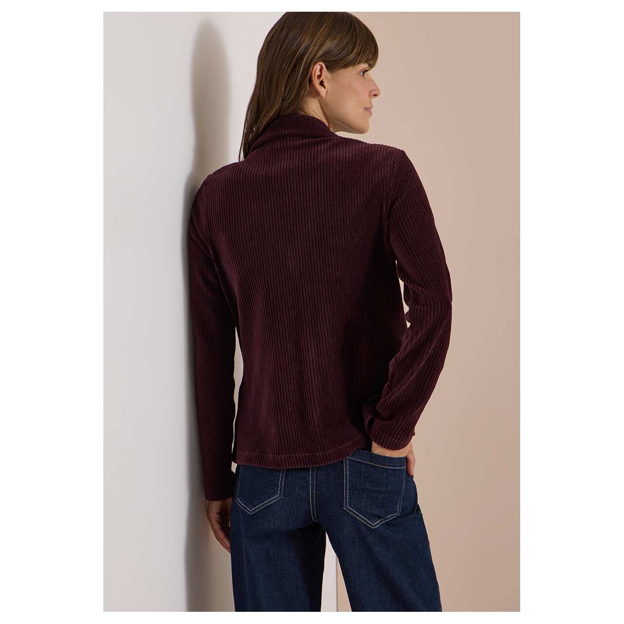 Damen Cord Blazer Jersey von Cecil in Lila, Rückansicht am Model